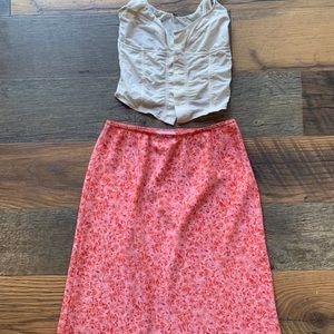 Bundle of Greece, Silk corset top & midi pinkskirt